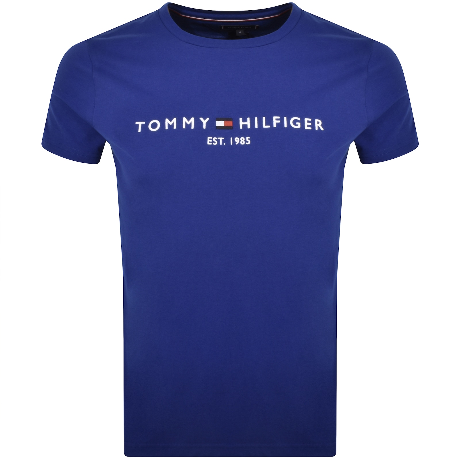 Shop Tommy Hilfiger Logo Slim Fit T Shirt Blue