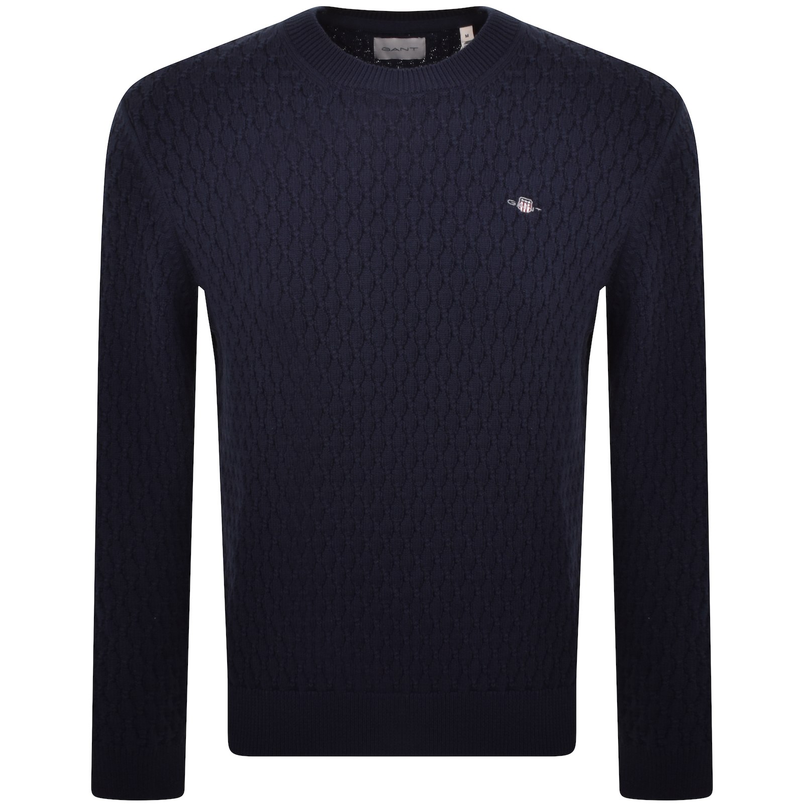 Gant Classic Textured Cotton Knit Jumper Navy In Blue