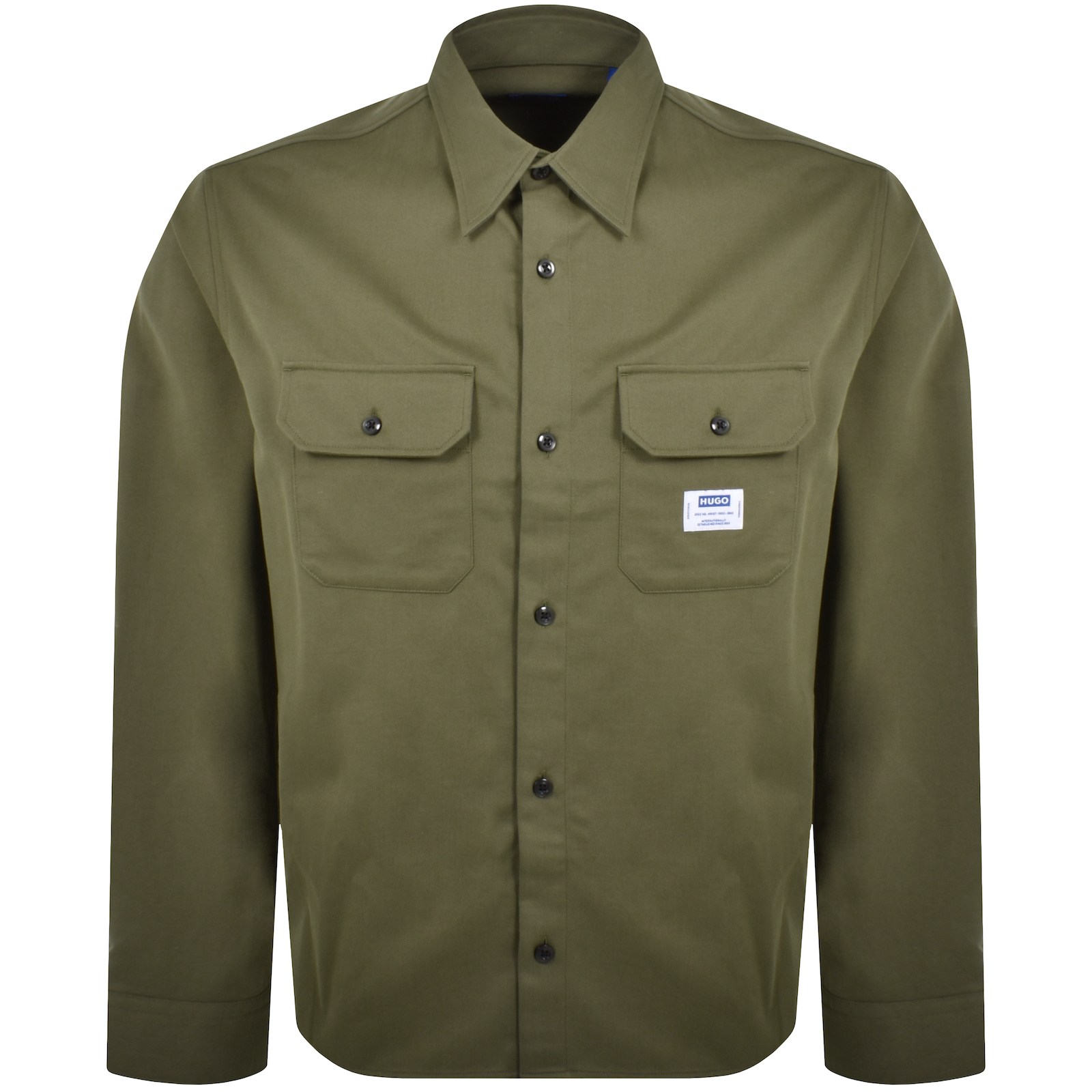 Hugo Blue Ekynone Long Sleeve Shirt Green In Green