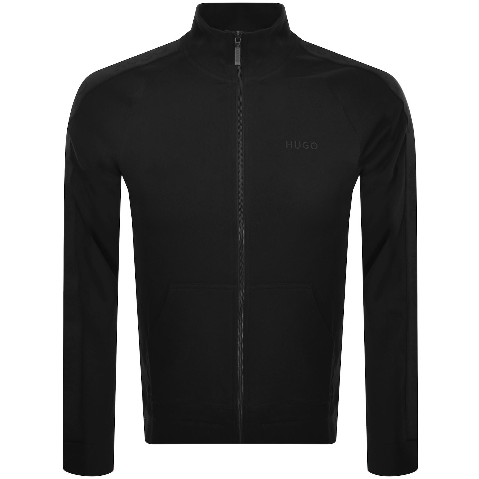 HUGO BOSS HUGO FULL ZIP TONAL SWEATSHIRT BLACK