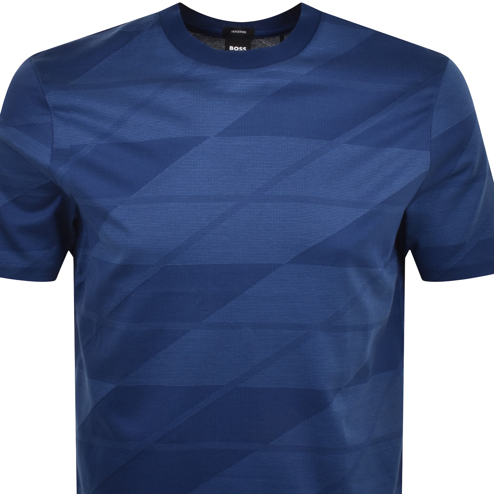Hugo Boss Mercerized-cotton T-shirt With Two-tone Jacquard In Blue