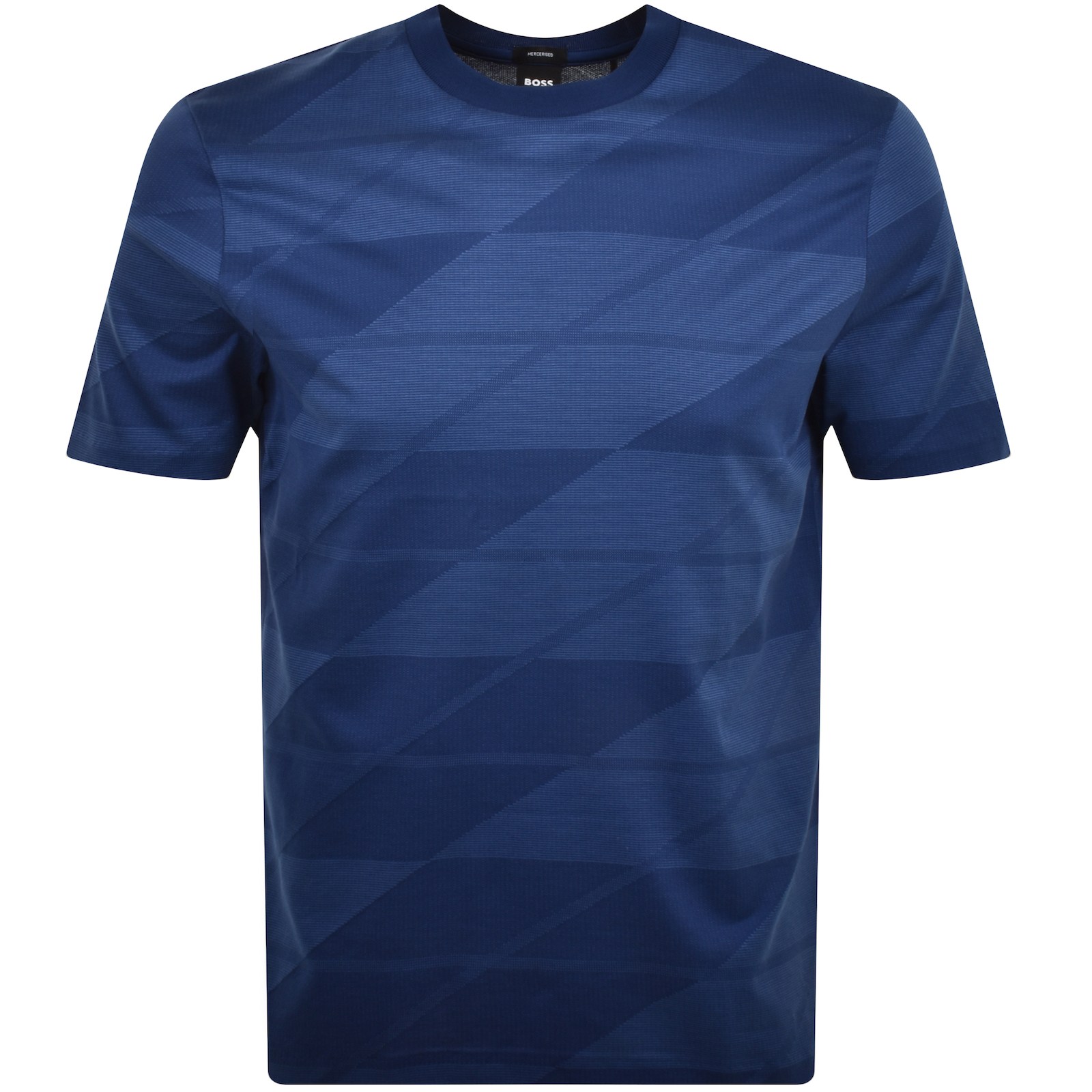 Hugo Boss Mercerized-cotton T-shirt With Two-tone Jacquard In Blue