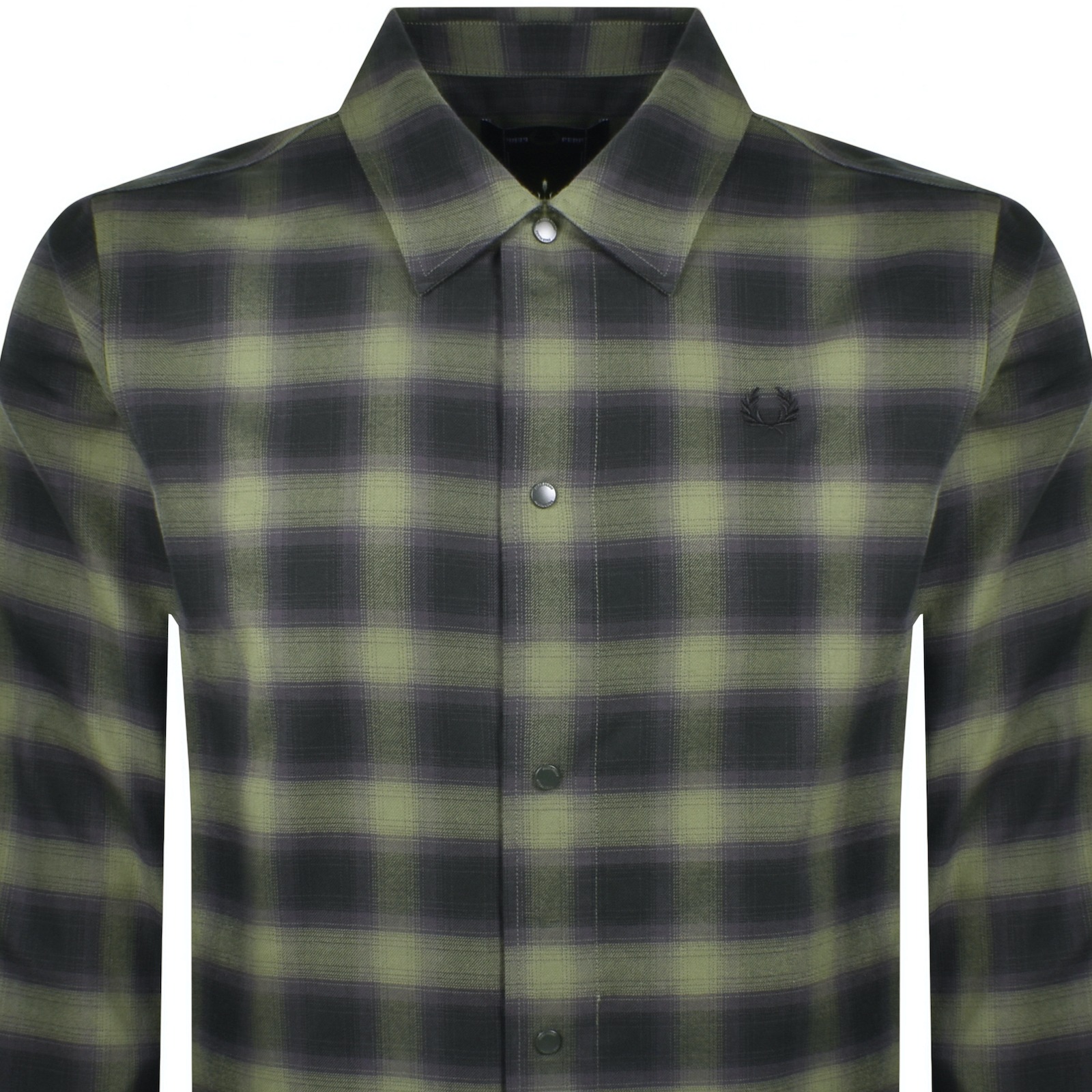 Fred Perry Blurred Tartan Overshirt Green In Green