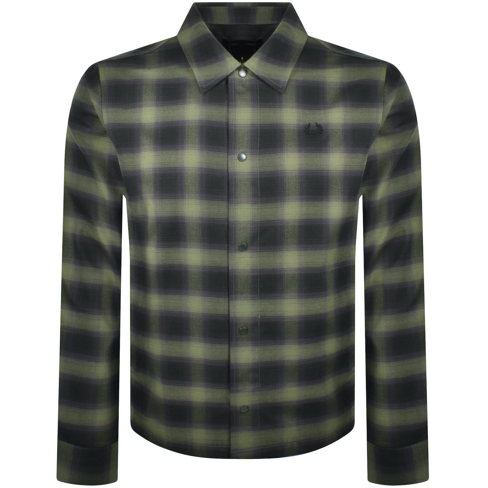 Fred Perry Blurred Tartan Overshirt Green In Green