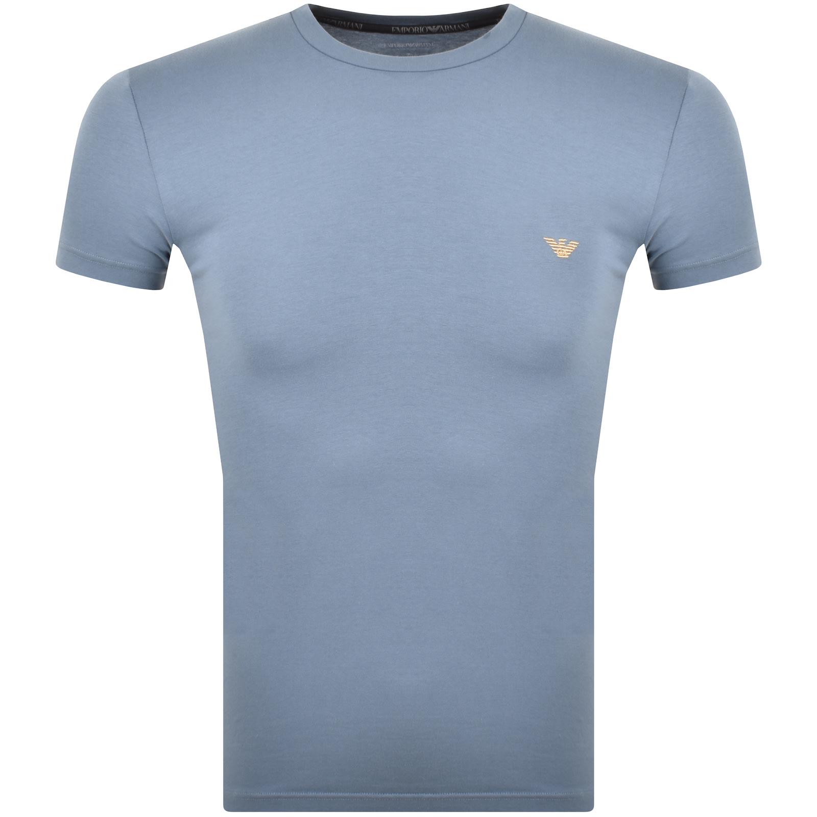 Armani Collezioni Emporio Armani Short Sleeve Logo T Shirt Blue In Blue