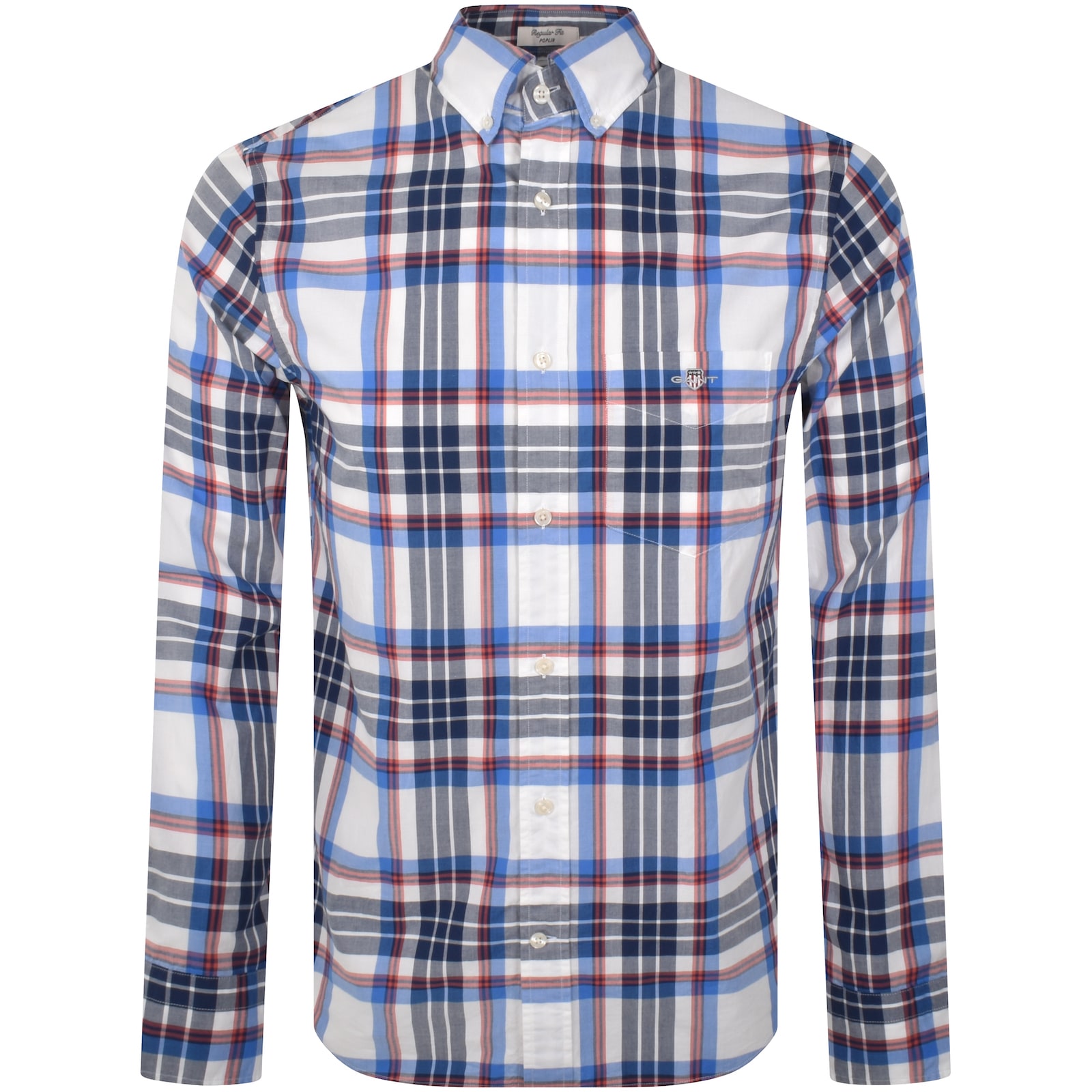 Gant Poplin Check Regular Fit Shirt White In White