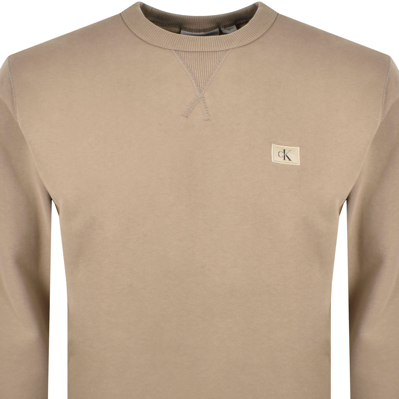 Calvin Klein Jeans Woven Label Sweatshirt Taupe In Brown