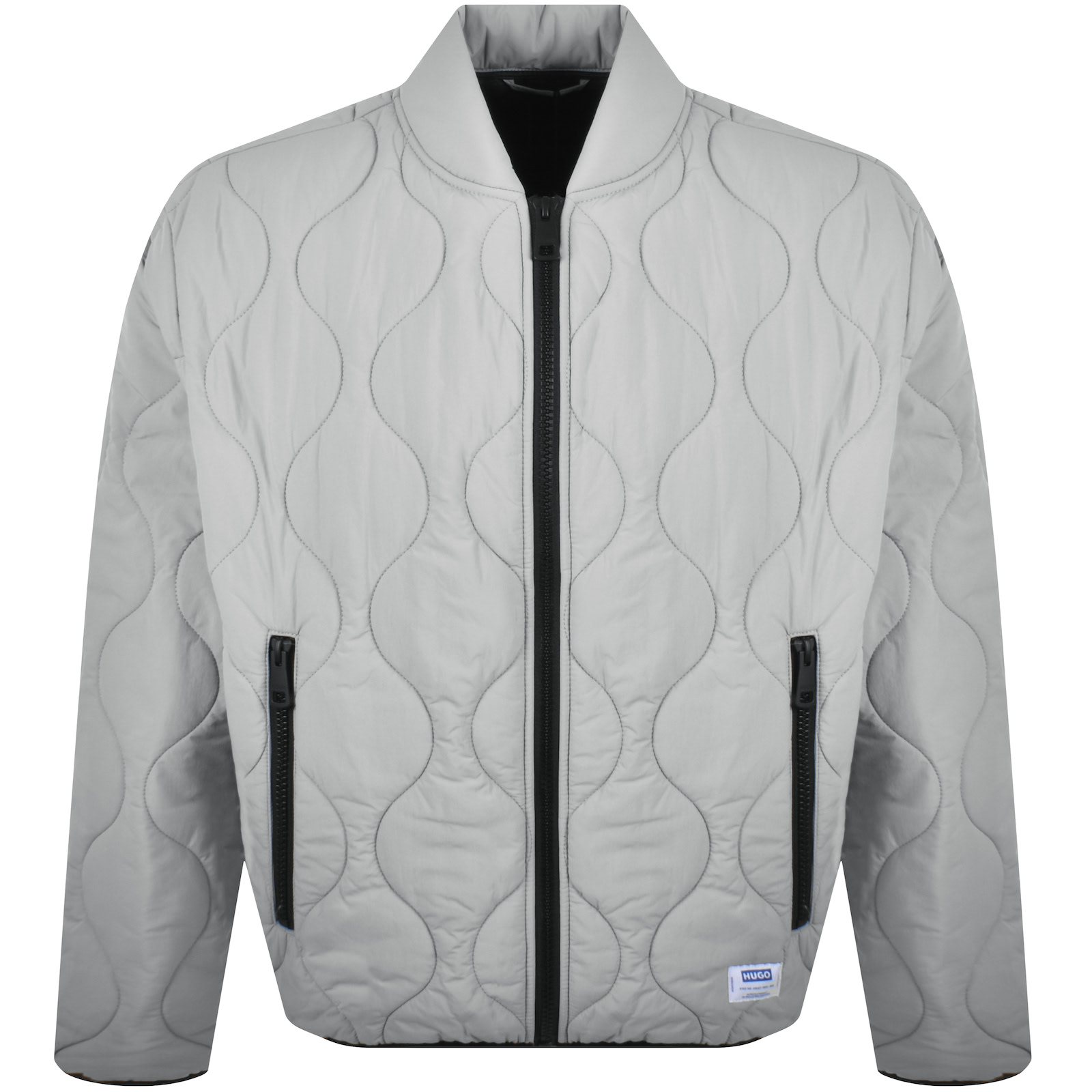 Hugo Blue Boho Slim Fit Quilted Jacket Grey In Grey
