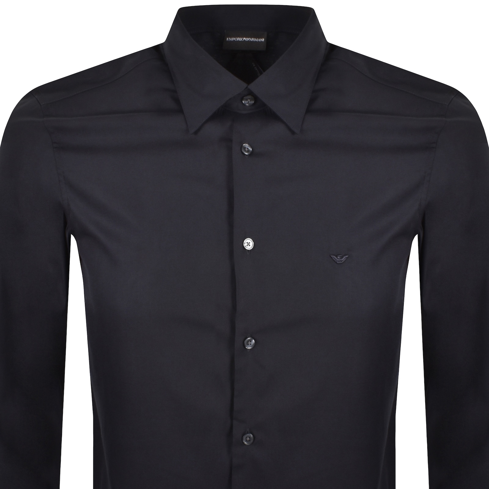 Armani Collezioni Emporio Armani Logo Long Sleeve Shirt Grey In Navy