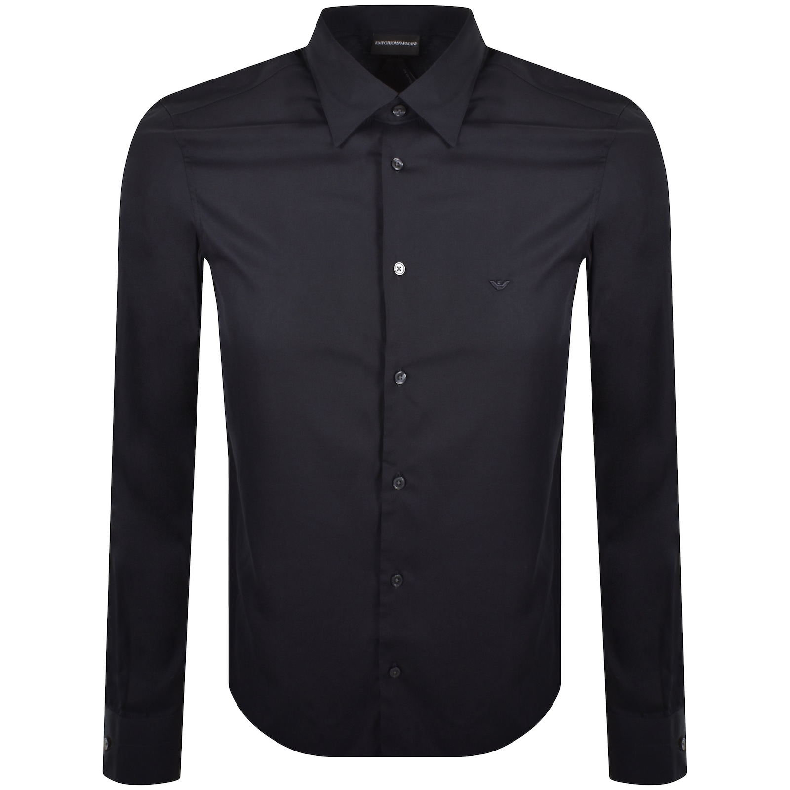 Armani Collezioni Emporio Armani Logo Long Sleeve Shirt Grey In Navy