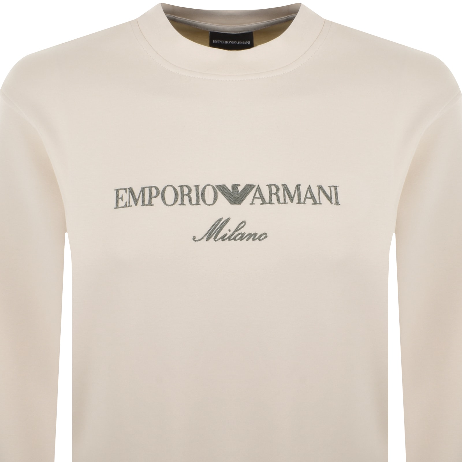 Armani Collezioni Emporio Armani Crew Neck Logo Sweatshirt Cream In Cream