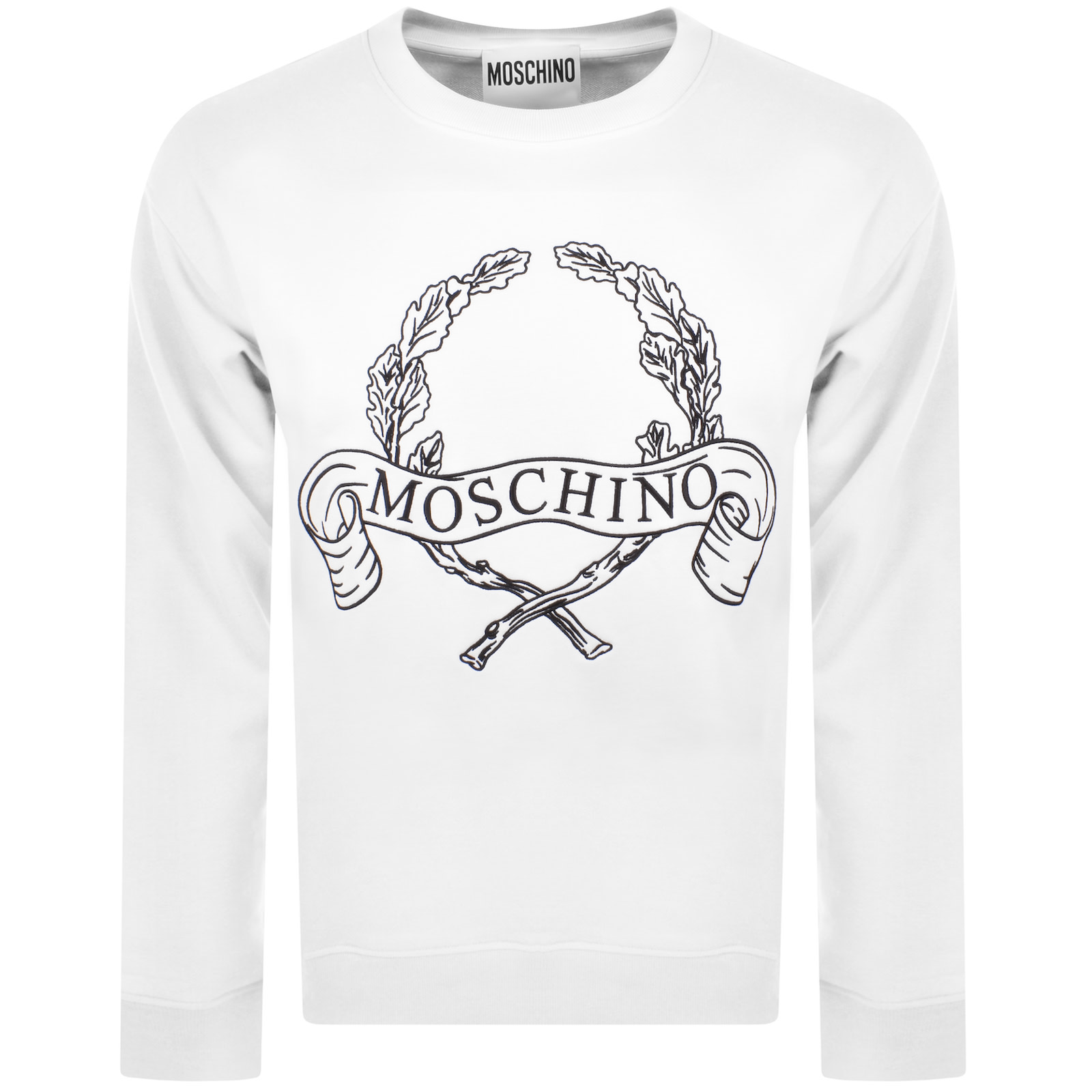 Moschino Laurel Crown Sweatshirt White In White