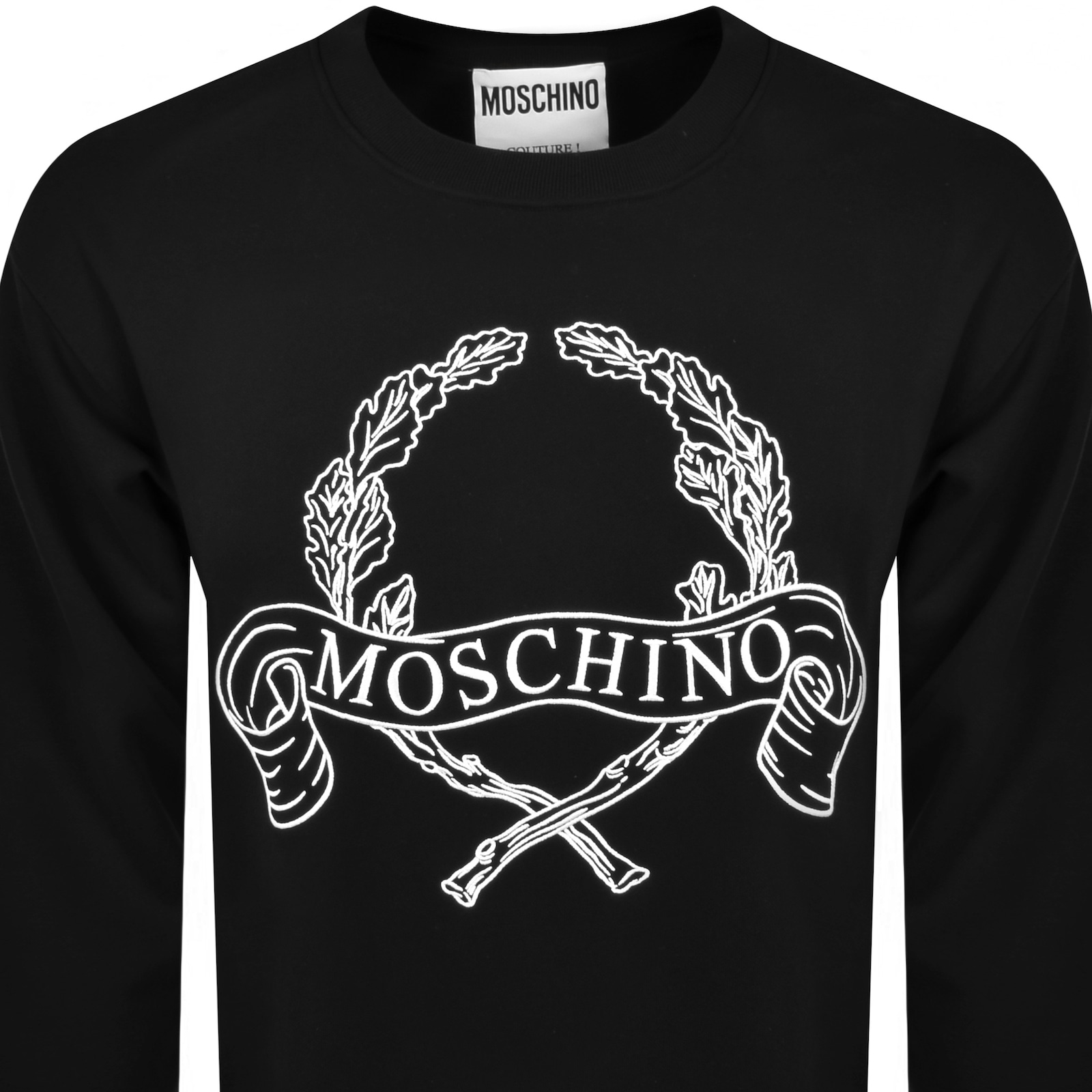 Moschino Sweatshirt With Laurel Crown Logo Embroidery In Black
