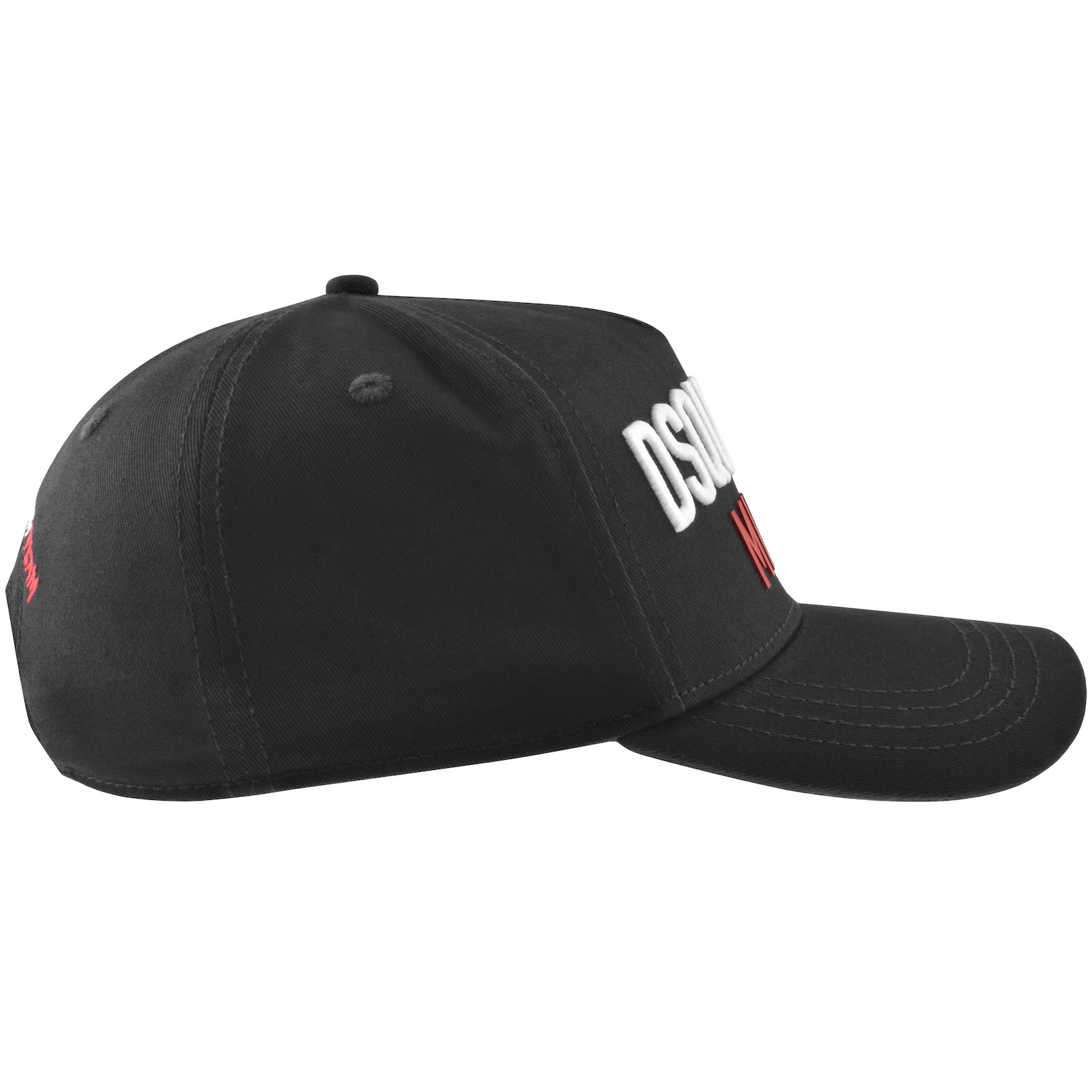 Dsquared2 Distressed Black Cotton Baseball Cap With Logo Embroidery In Black