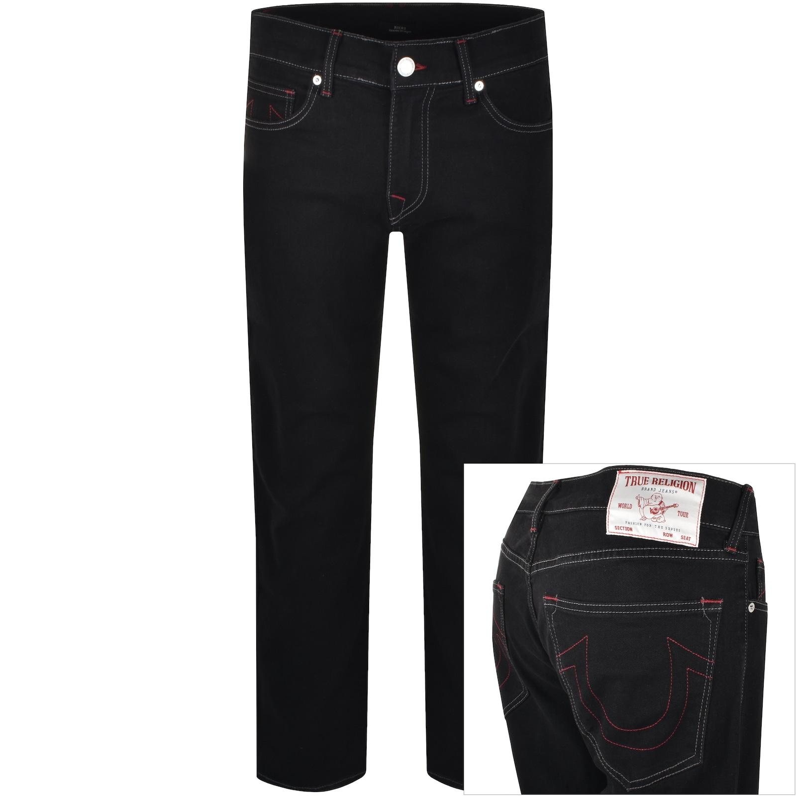 True Religion Ricky Big T Flap Jeans Dark Wash In Black