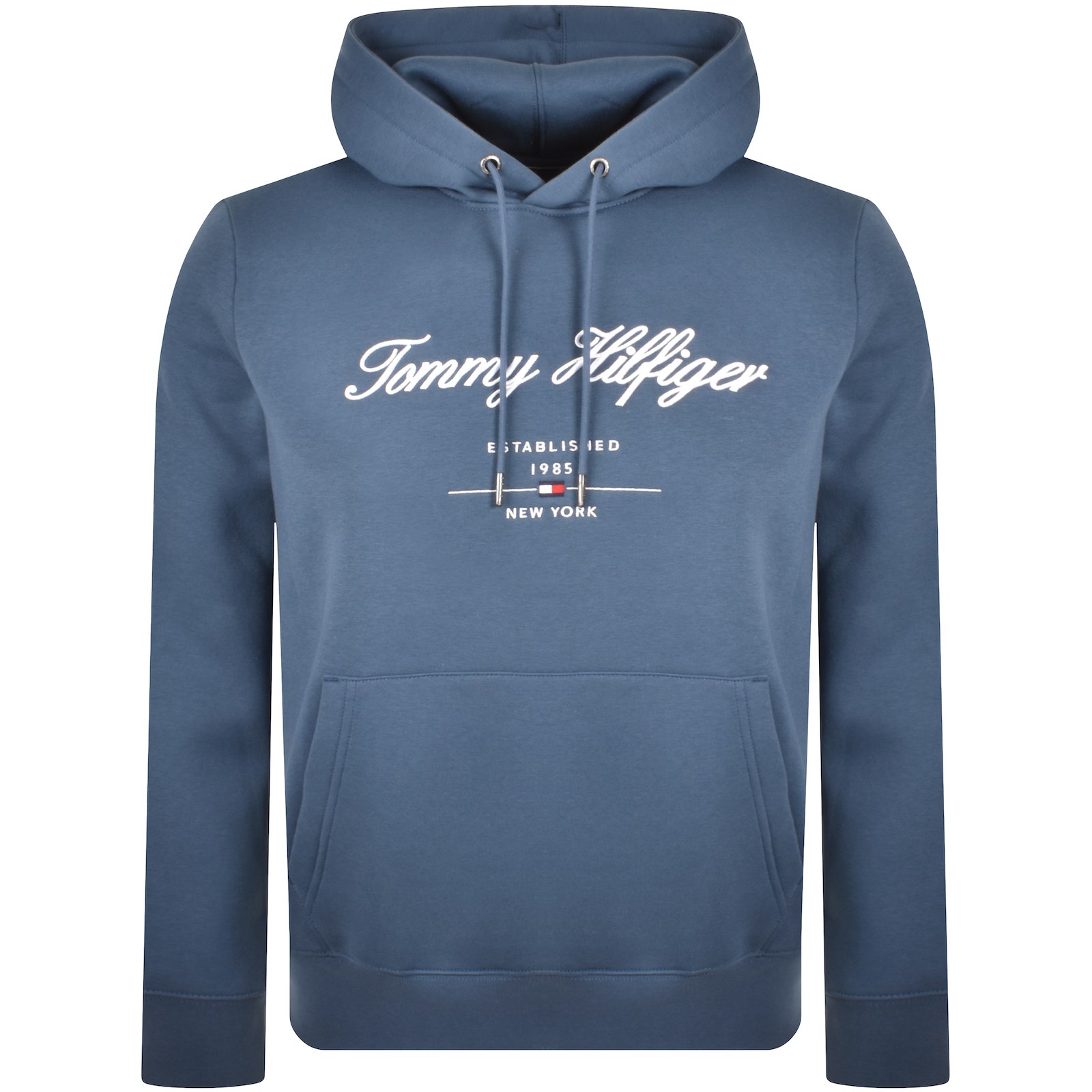 Tommy Hilfiger Script Logo Hoodie Blue In Blue
