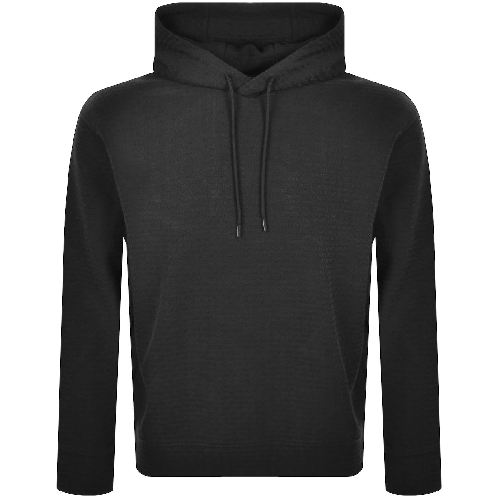 Shop Armani Collezioni Emporio Armani Logo Hoodie Black