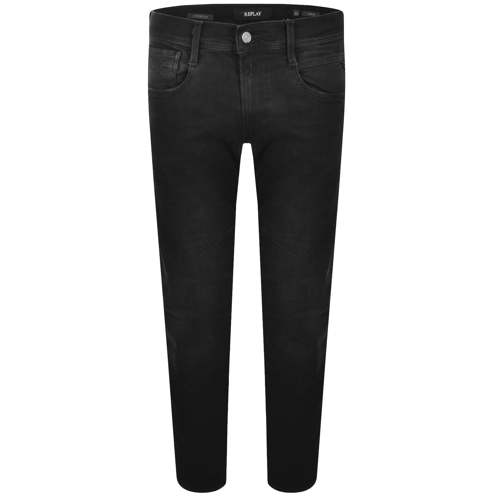 Replay Anbass Hyperflex Jeans Black In Black
