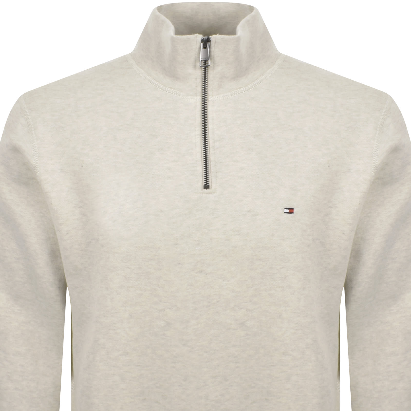 Shop Tommy Hilfiger Quarter Zip Fleece Sweatshirt Beige