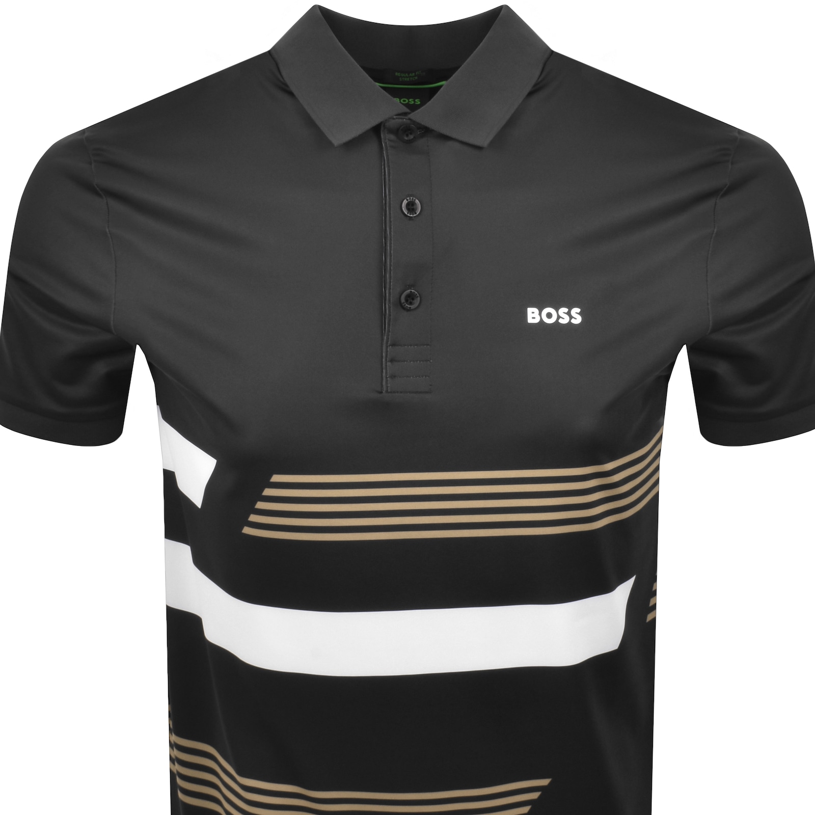 Shop Boss Athleisure Boss Paddy Tape Print Polo T Shirt Black