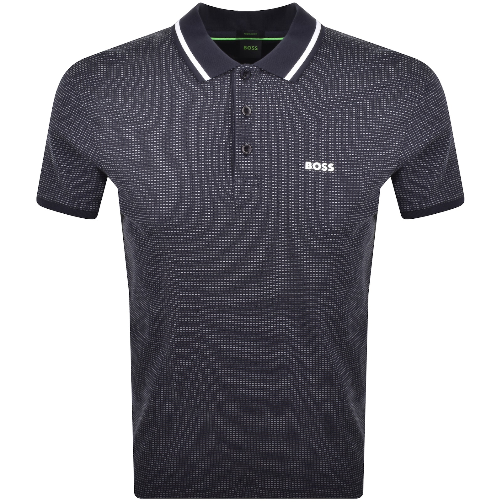Shop Boss Athleisure Boss Paddy Tape Jacquard Polo T Shirt Navy