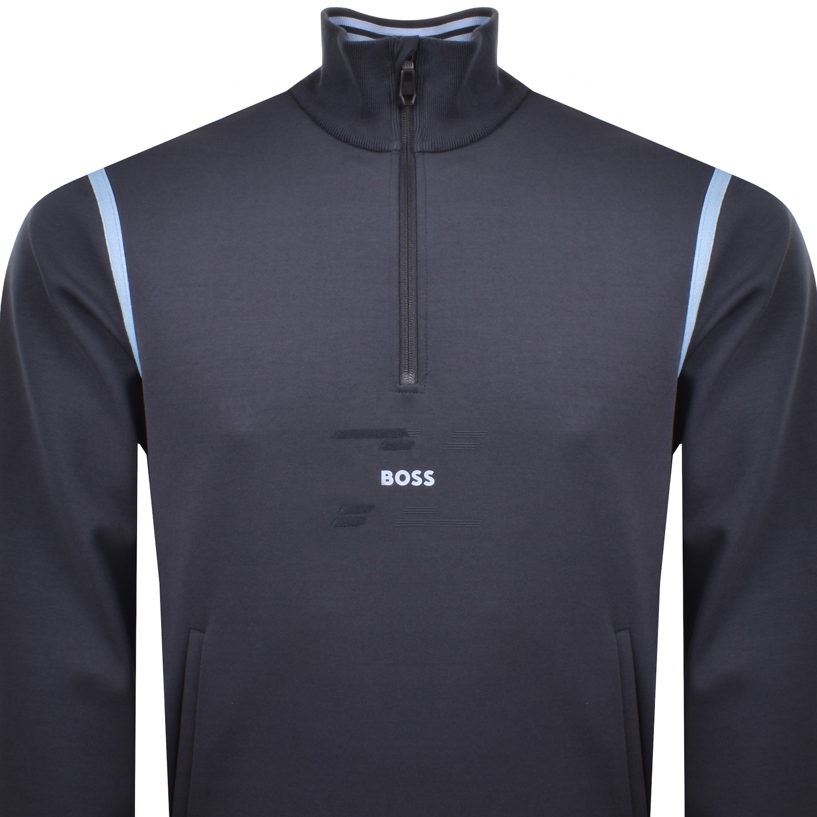 Shop Boss Athleisure Boss Quarter Zip Tape Sweatshirt Navy