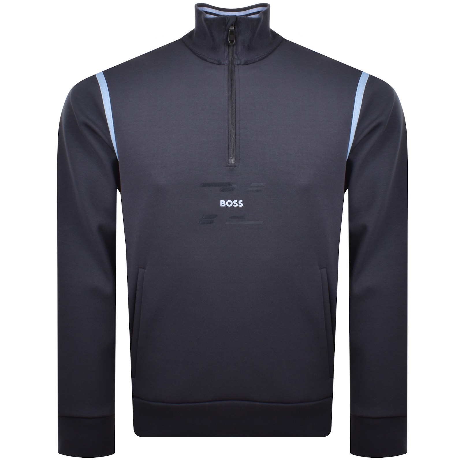 Shop Boss Athleisure Boss Quarter Zip Tape Sweatshirt Navy