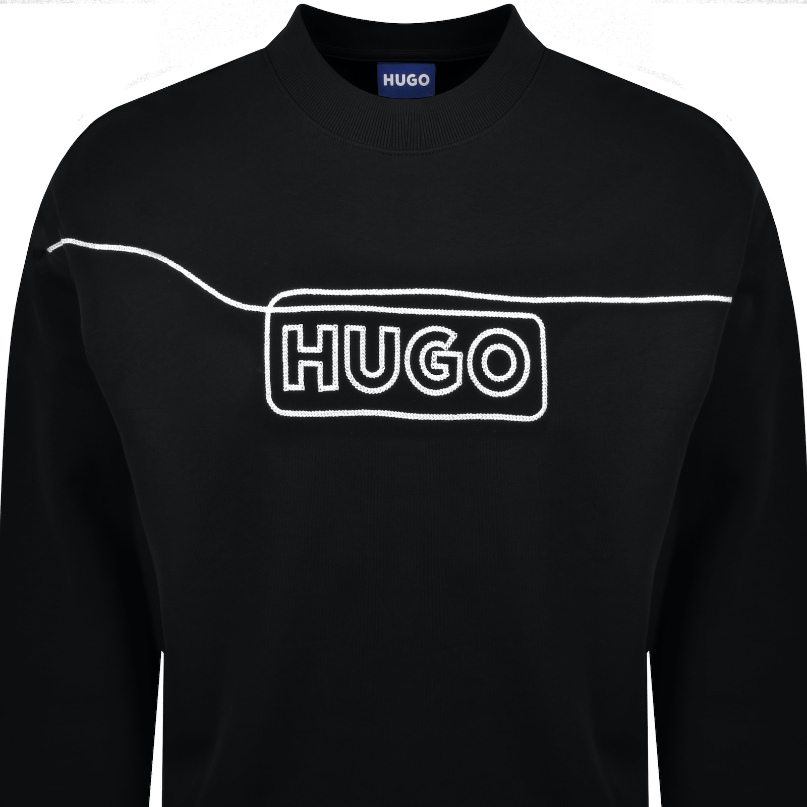 Hugo Blue Noideryos Loose Fit Sweatshirt With Line Logo In Black In Black