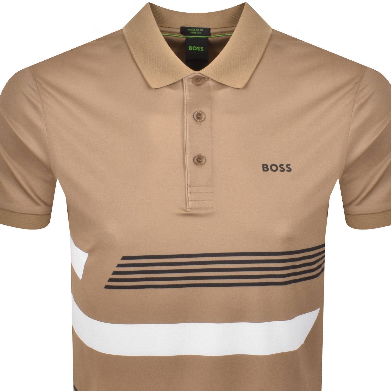 BOSS ATHLEISURE BOSS PADDY TAPE PRINT POLO T SHIRT BROWN
