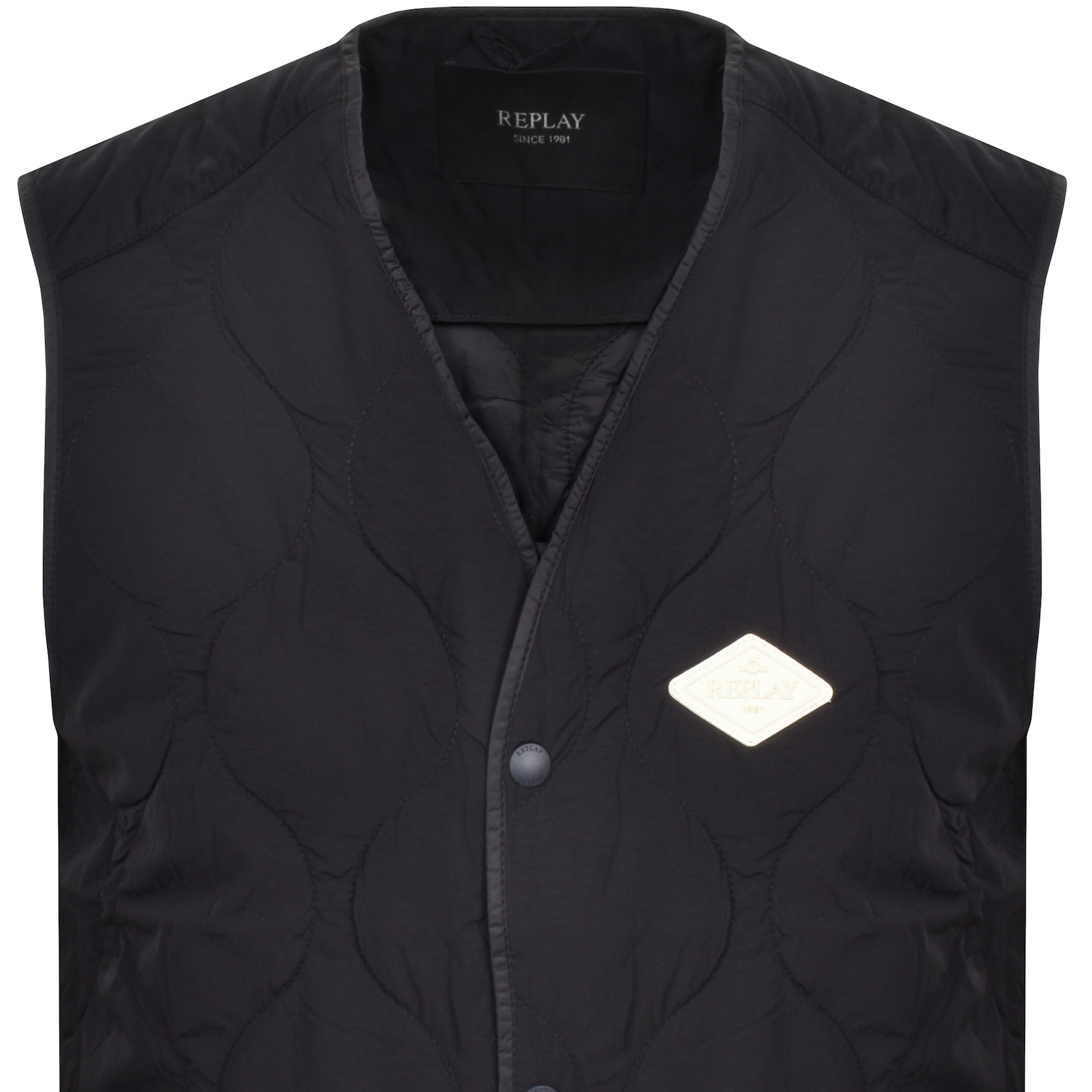 Replay Quilted Gilet Dark Navy In Blue