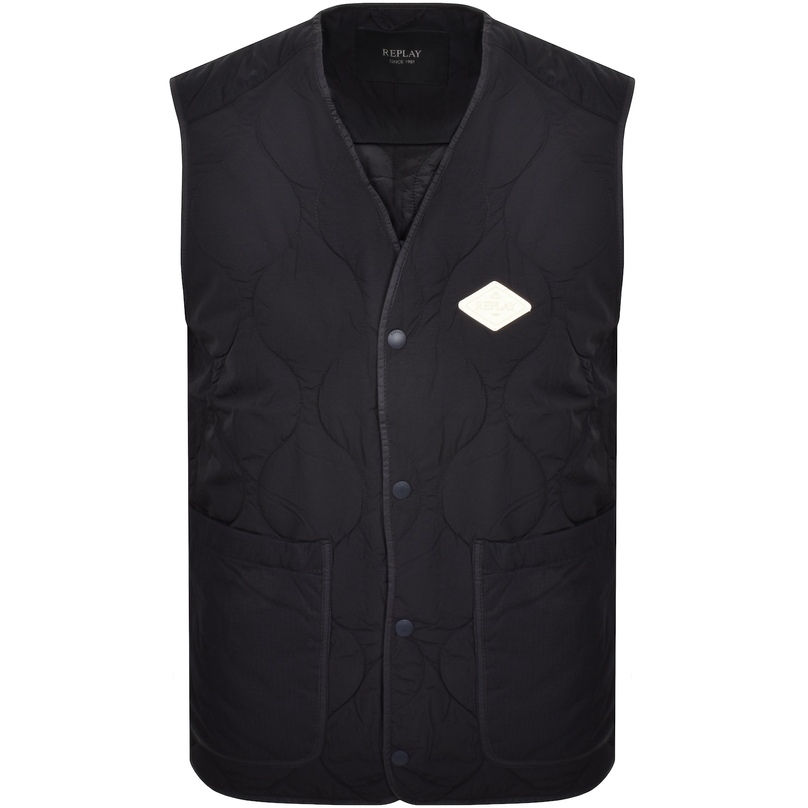 Replay Quilted Gilet Dark Navy In Blue