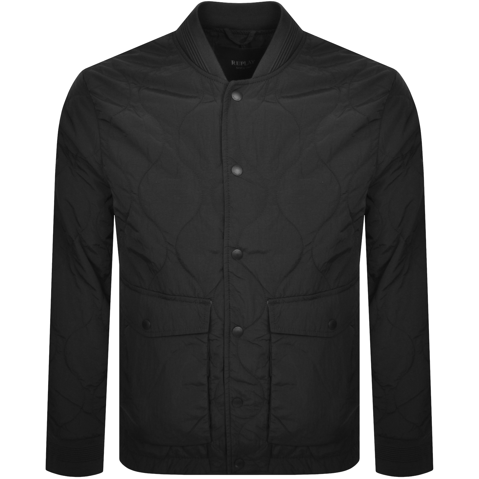 Replay Quilted Jacket Black In Gold
