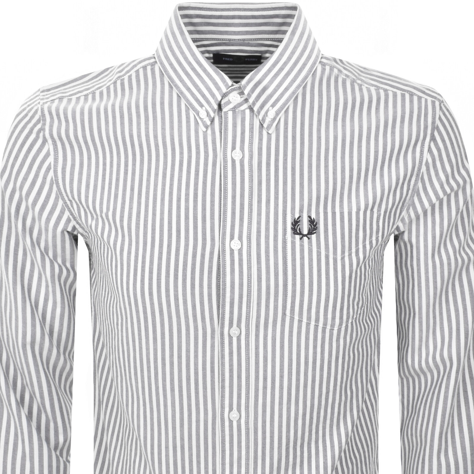 FRED PERRY FRED PERRY STRIPE OXFORD LONG SLEEVED SHIRT BLUE