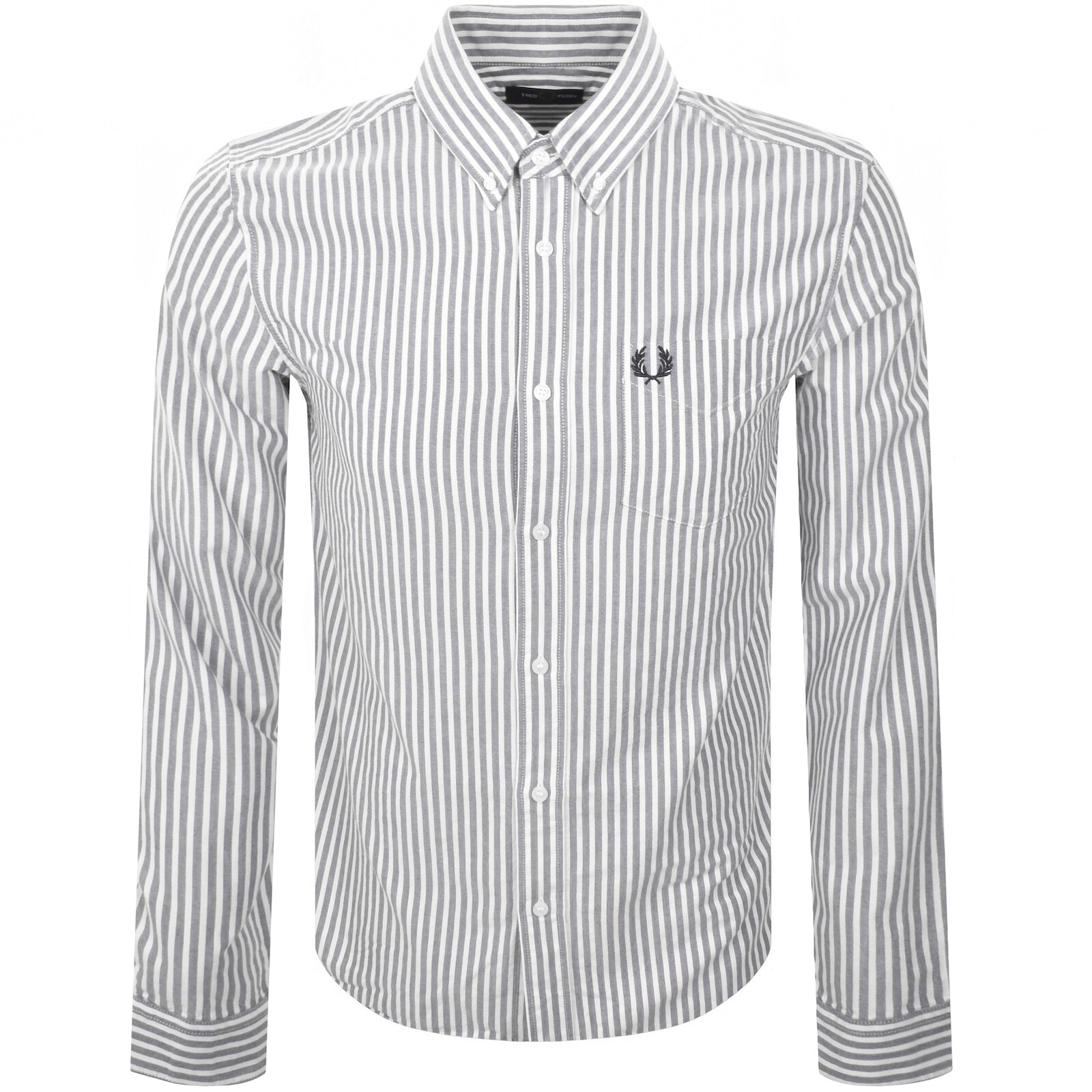FRED PERRY FRED PERRY STRIPE OXFORD LONG SLEEVED SHIRT BLUE