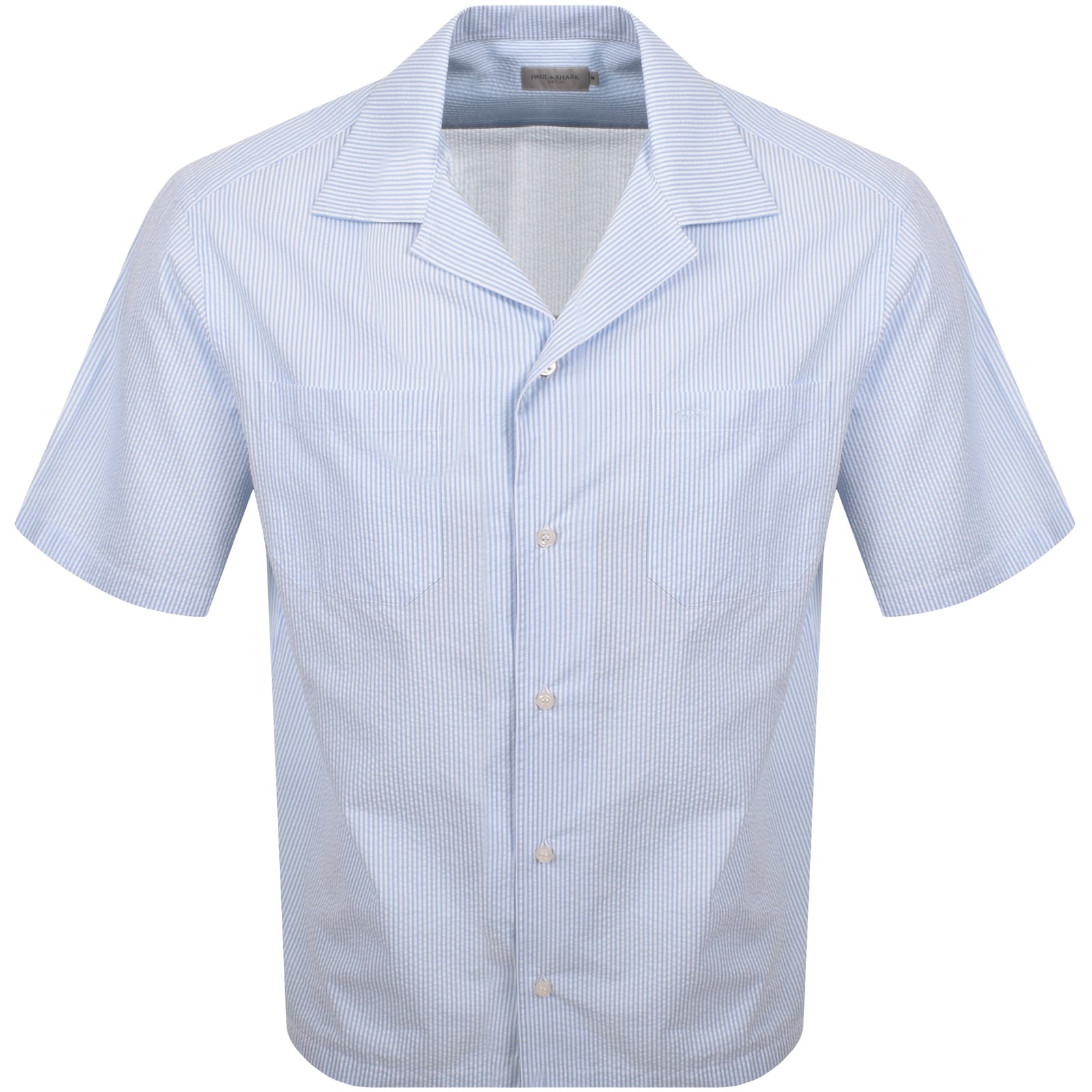 Paul &amp; Shark Paul And Shark Riviera Seersucker Shirt Blue In Blue