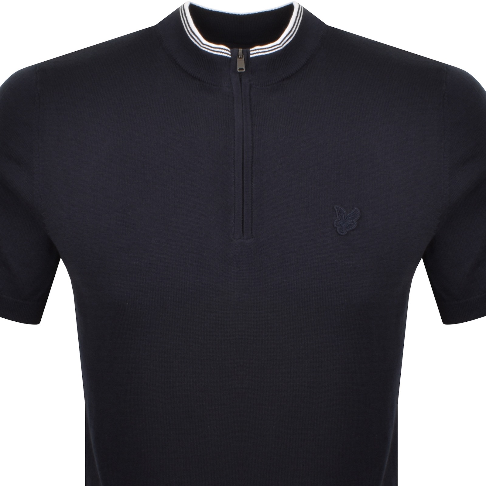 Lyle & Scott Lyle And Scott Cotton Tipped Mock Neck Jumper Navy In Blue
