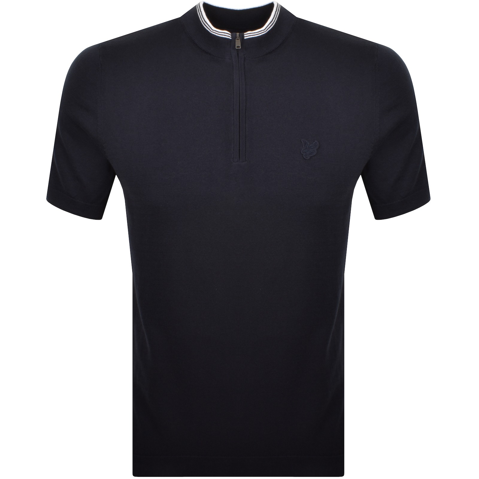 Lyle & Scott Lyle And Scott Cotton Tipped Mock Neck Jumper Navy In Blue