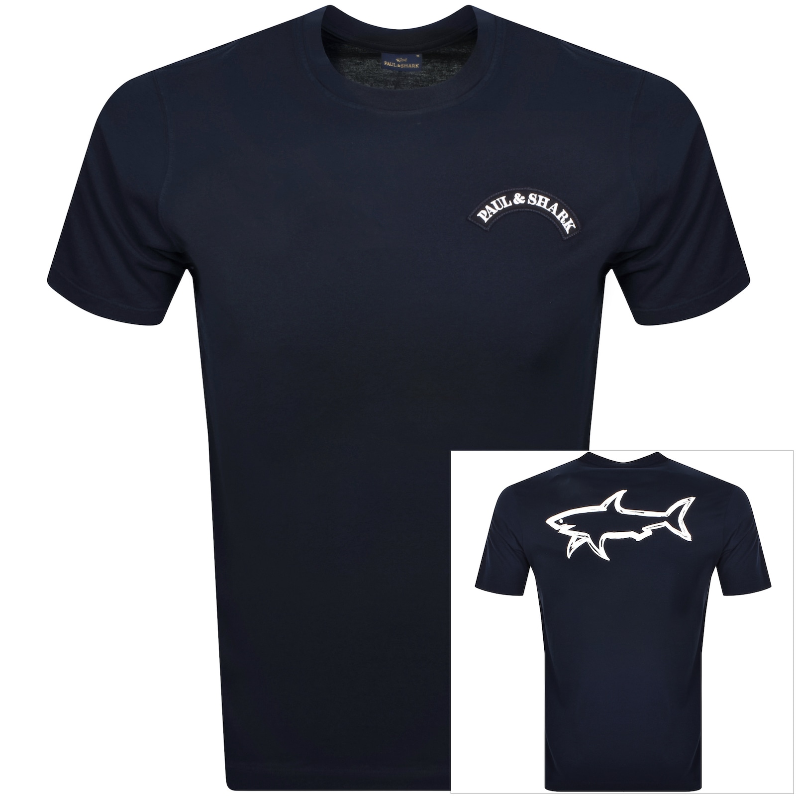 PAUL & SHARK PAUL AND SHARK PRINTED SHARK T SHIRT NAVY