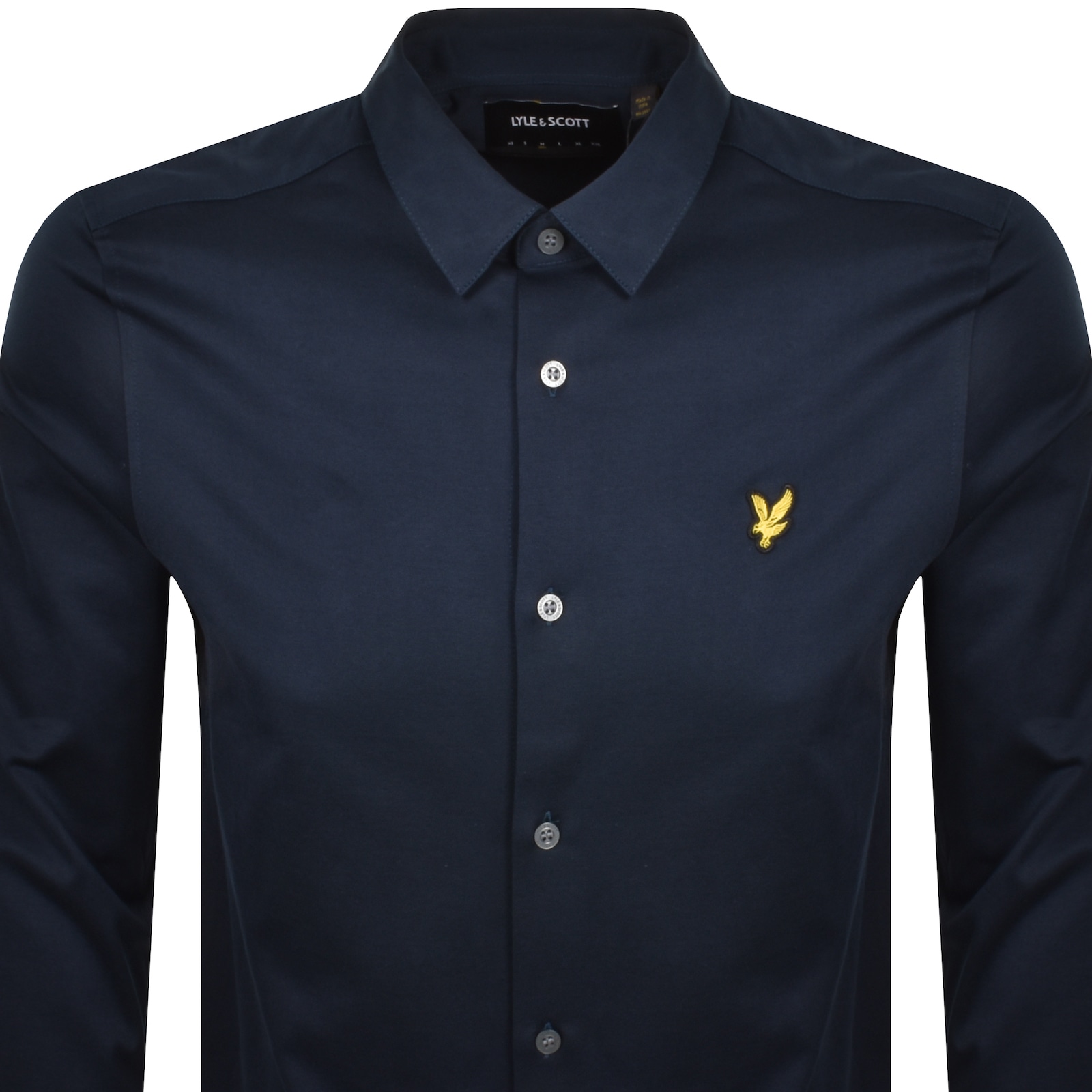 Lyle & Scott Lyle And Scott Interlock Long Sleeve Shirt Navy In Blue