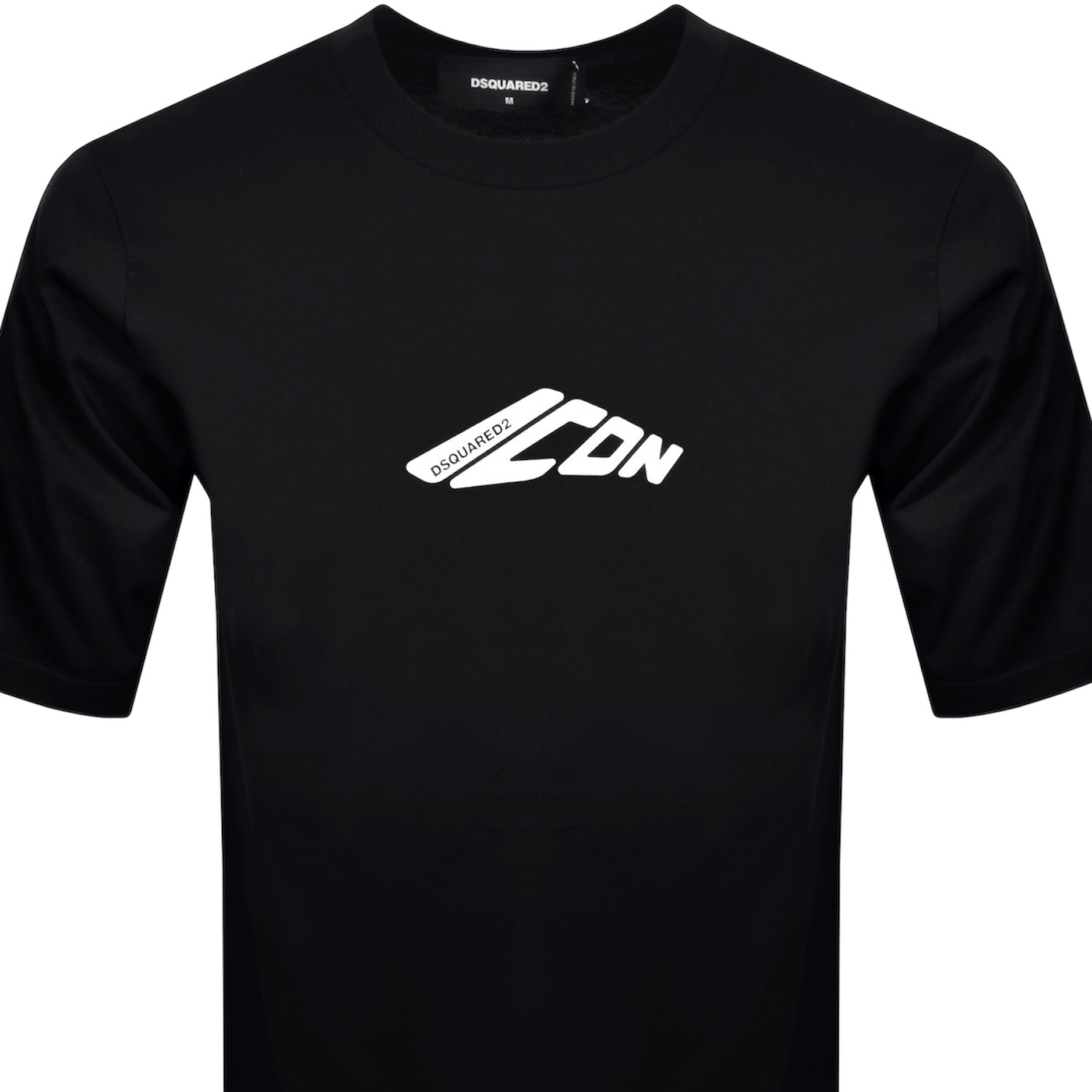 Dsquared2 Black T-shirt With Contrasting Icon Print In Cotton Man In Black
