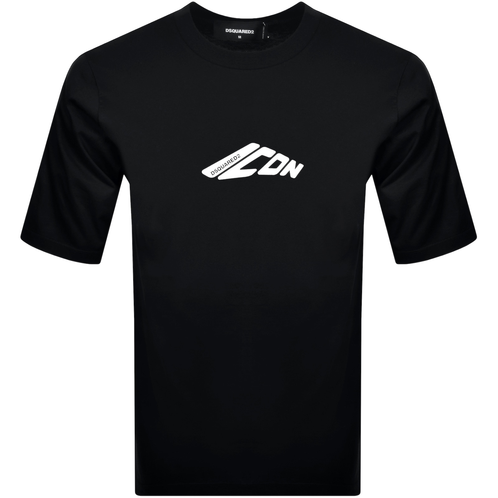 Dsquared2 Black T-shirt With Contrasting Icon Print In Cotton Man In Black