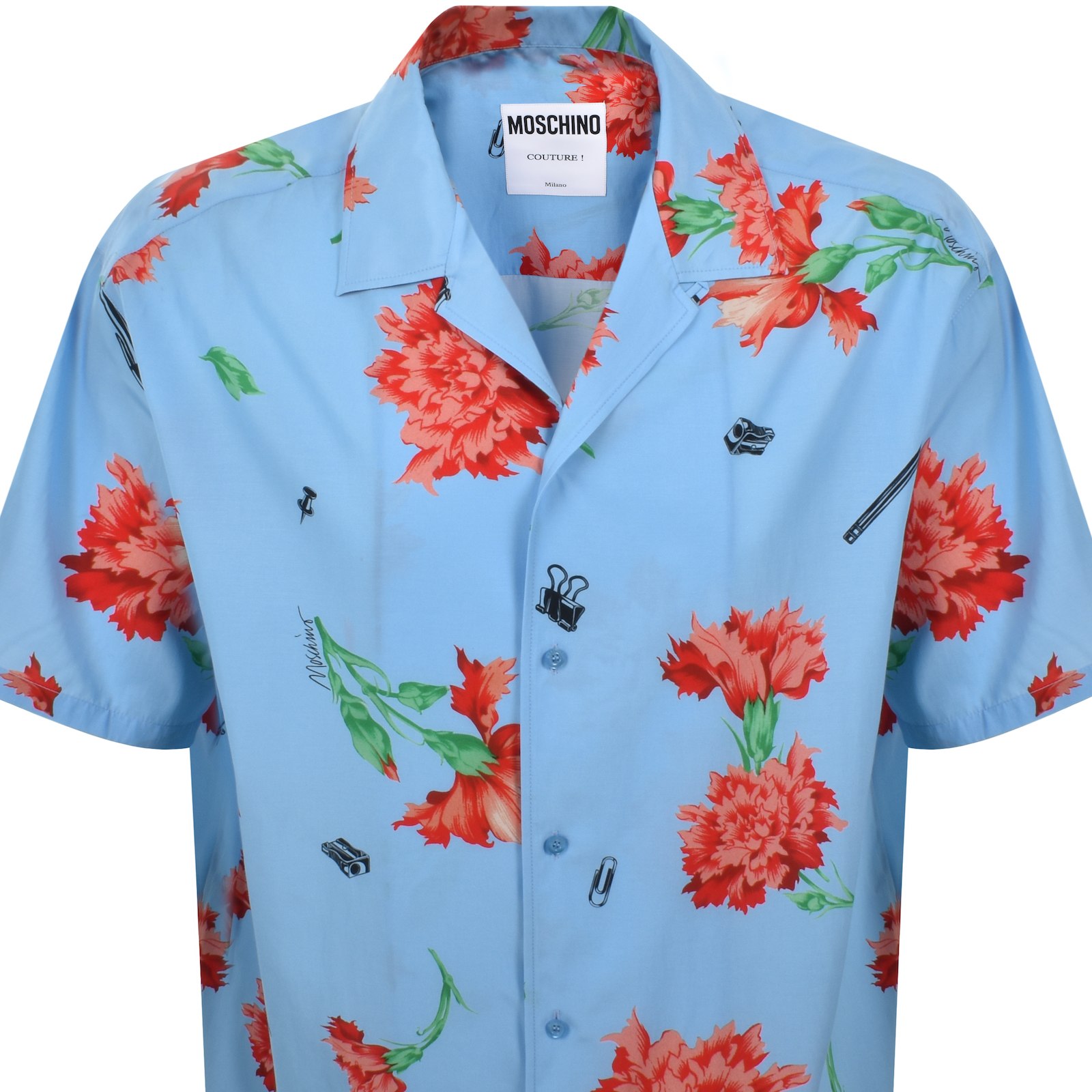 Moschino Short Sleeve Shirt Blue In Blue
