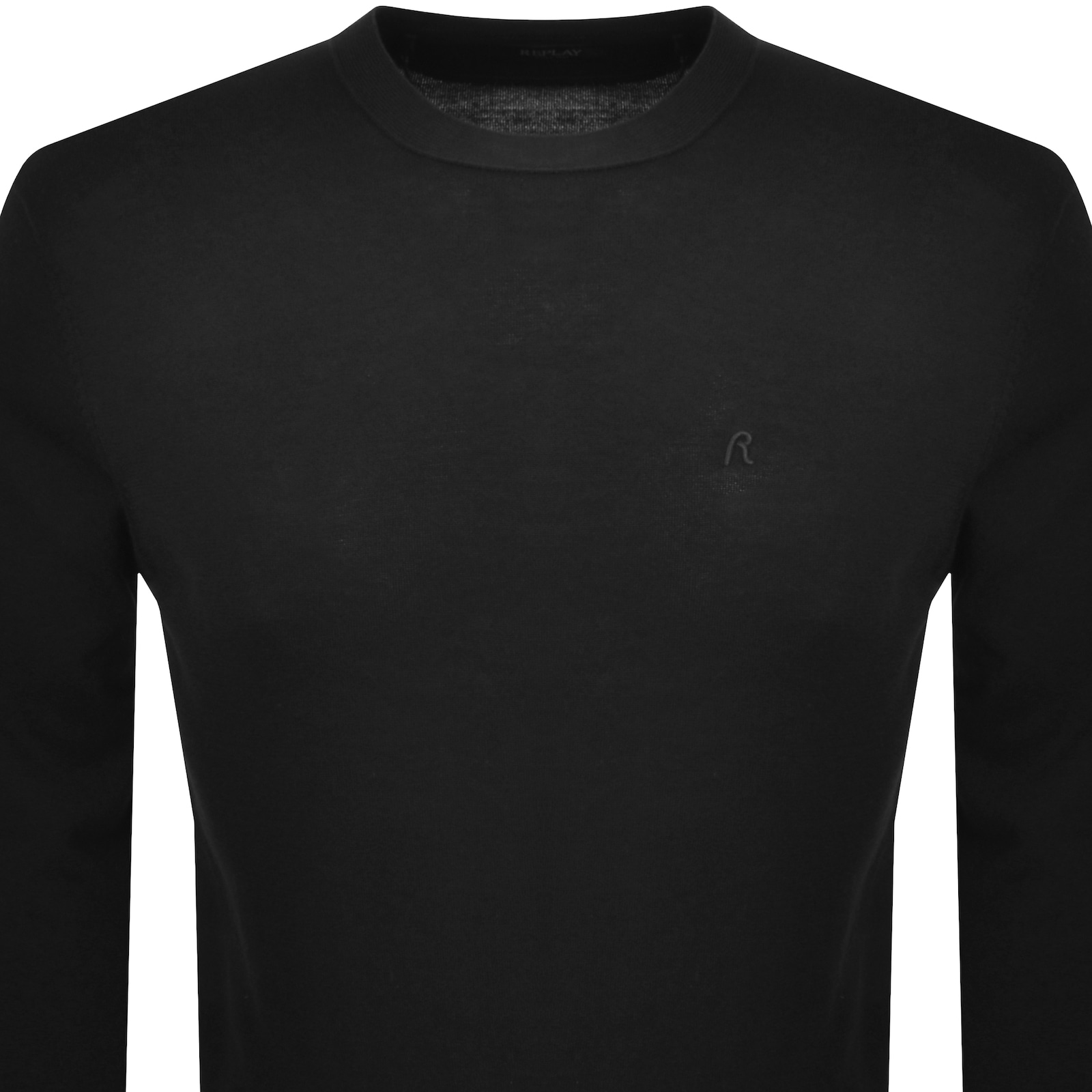 Replay Crew Neck Knit Jumper Black In Black