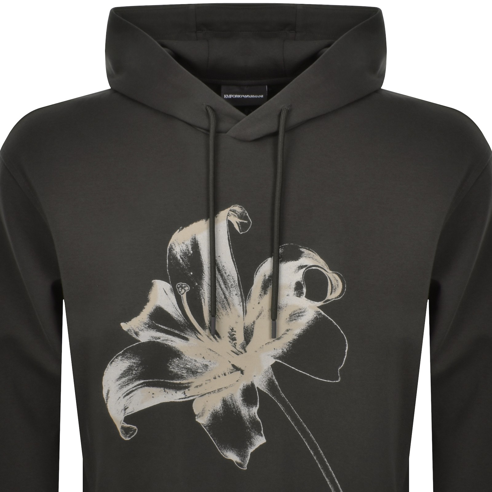 Shop Armani Collezioni Emporio Armani Printed Hoodie Black