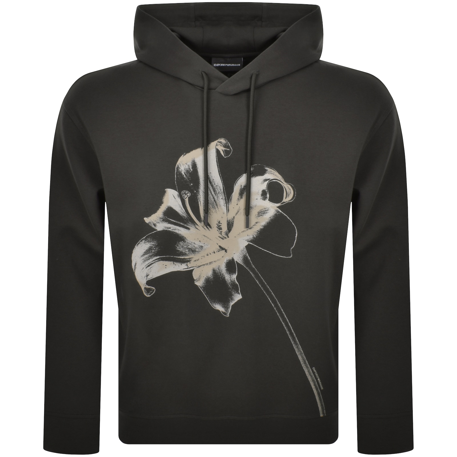 Shop Armani Collezioni Emporio Armani Printed Hoodie Black