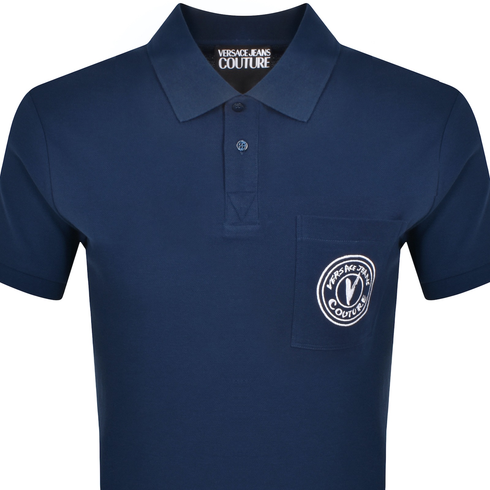 Versace Jeans Couture V Emblem Polo Blue In Blue