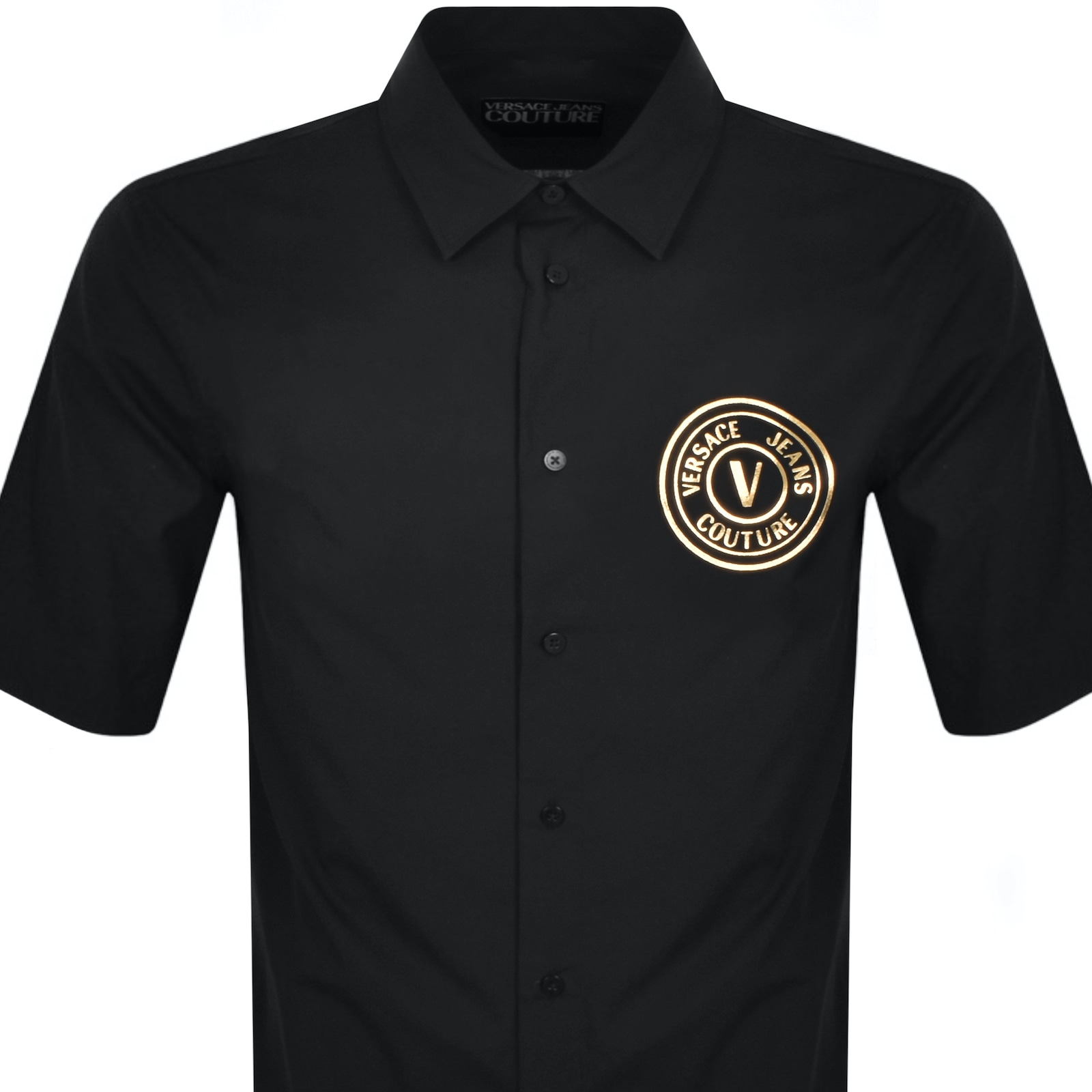 Versace Jeans Couture V Emblem Rubber Shirt Black In Black