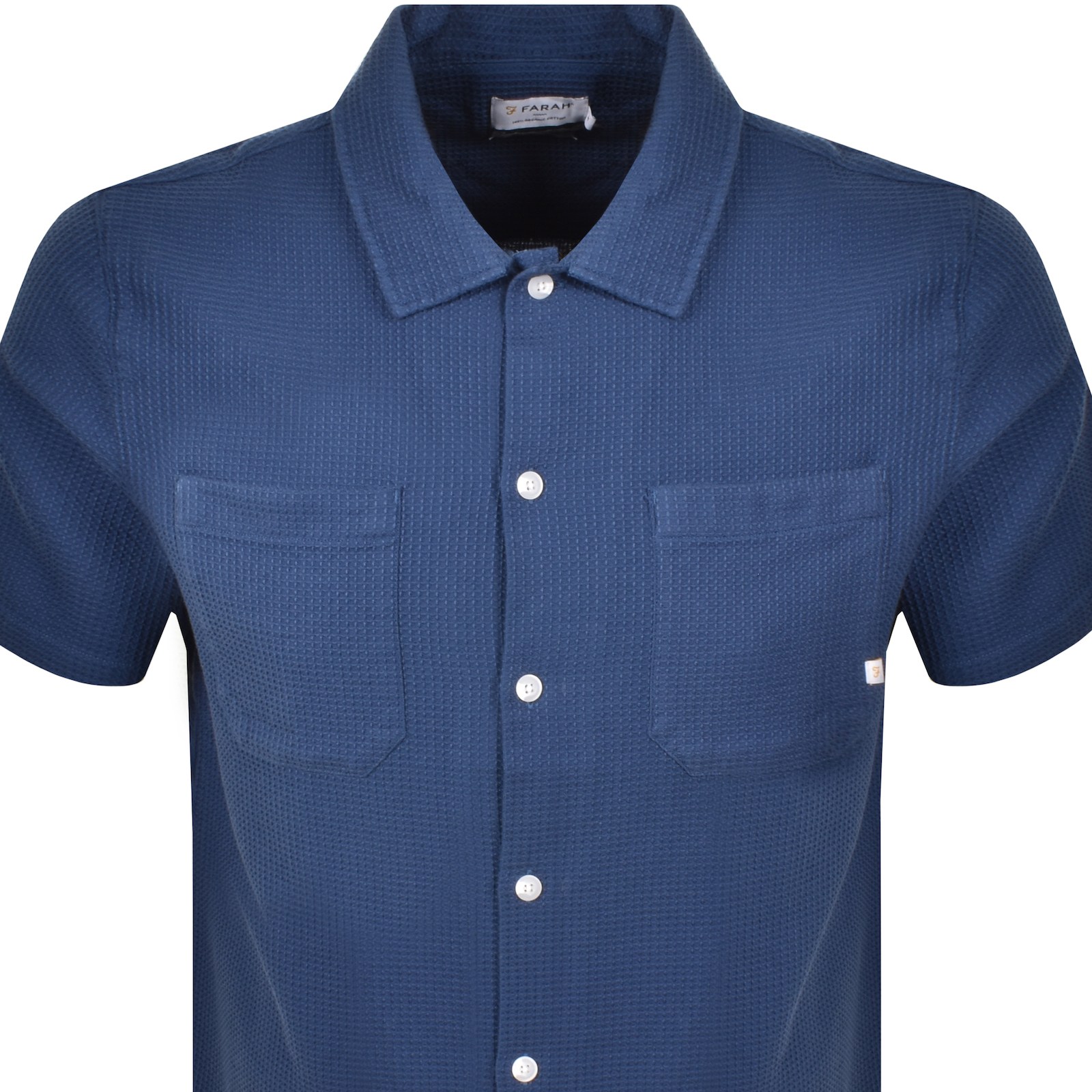 FARAH VINTAGE FARAH JUDSON WAFFLE SHIRT COLD METAL BLUE
