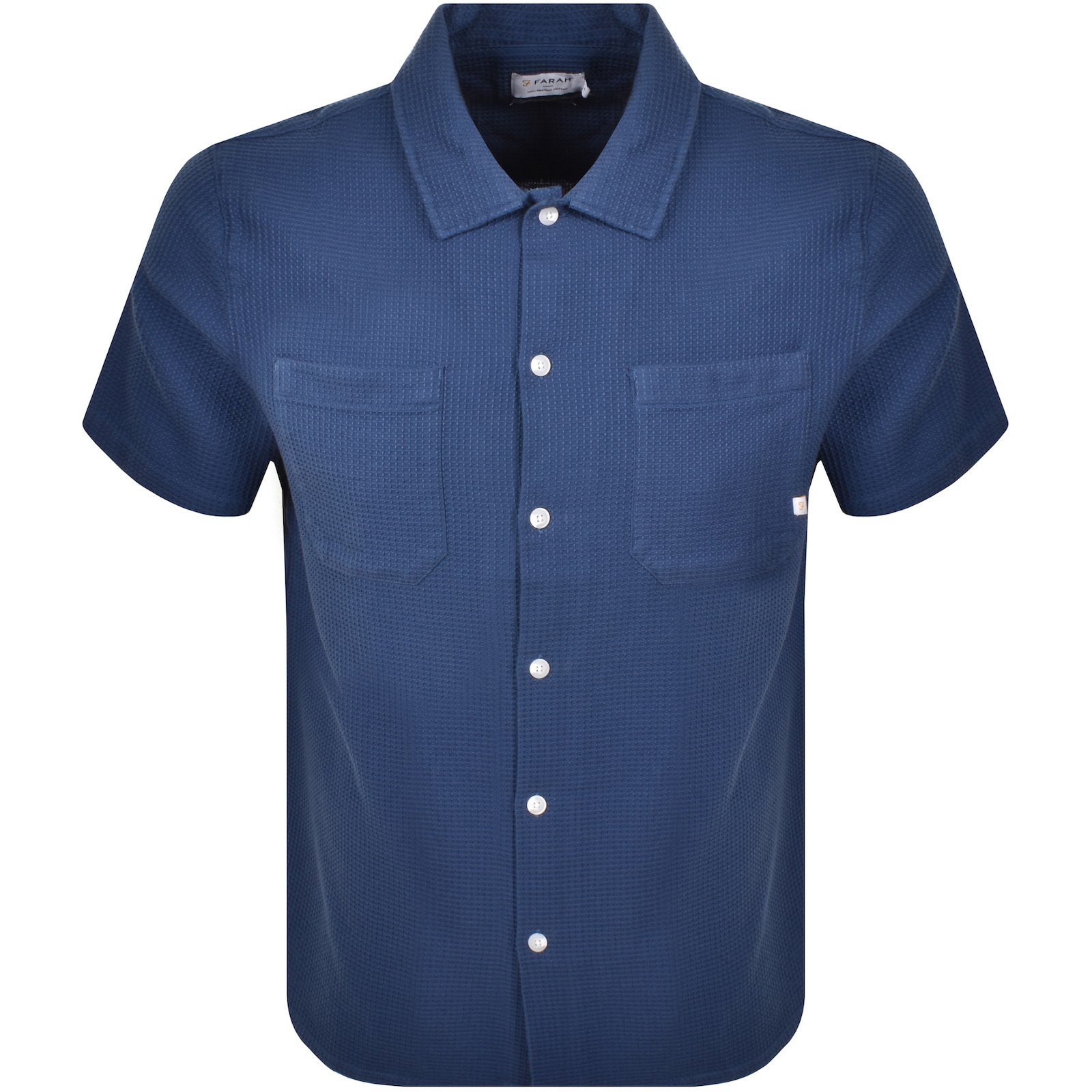 FARAH VINTAGE FARAH JUDSON WAFFLE SHIRT COLD METAL BLUE