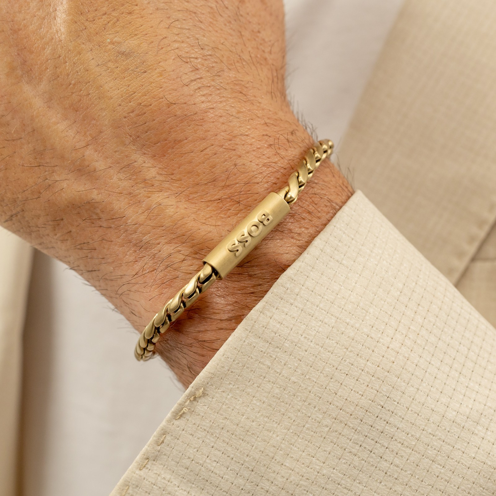 Hugo Boss Boss Doran Braided Chain Bracelet Gold In Gold